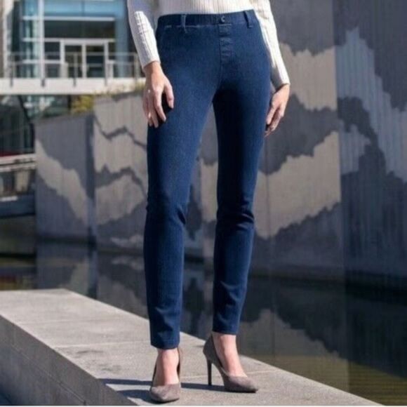 Betabrand Women's Large Blue Yoga Denim Pull On Jeans - Picture 1 of 11